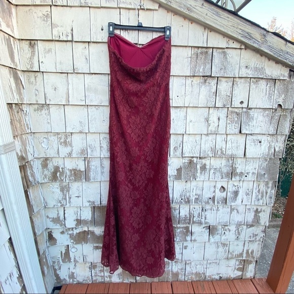 Tobi Adelyn Wine Strapless Lace Maxi Dress - Picture 3 of 8